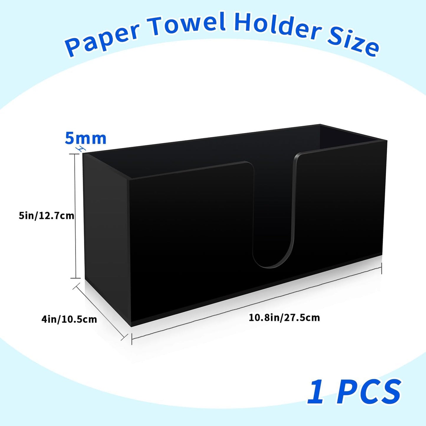 Paper Towel Holder for Countertop,Black Acrylic Napkin Dispenser-Multifold/C-Fold/Z-Fold Trifold