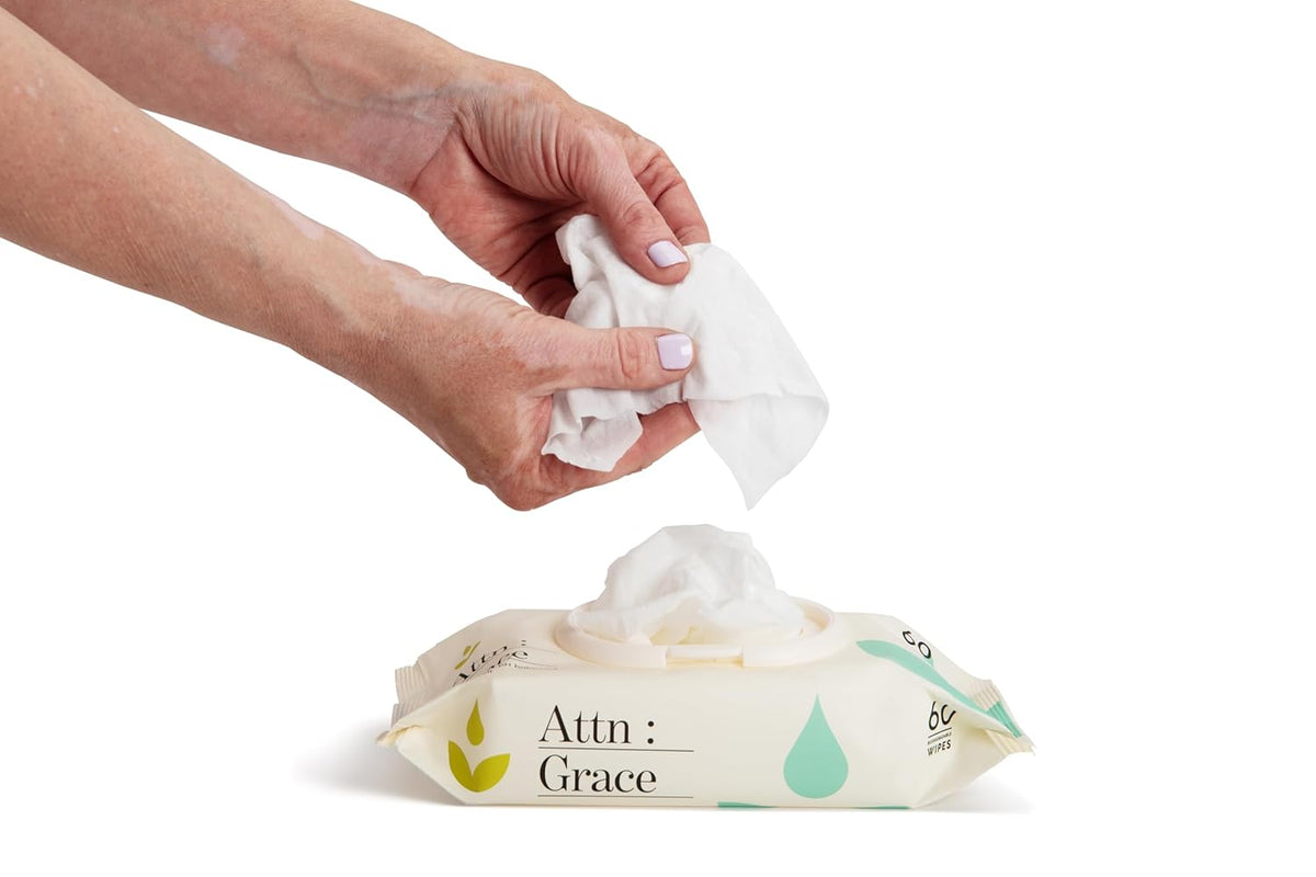Attn: Grace Flushable Wet Wipes for Women (60 Ct) - Cleanse and Refresh with Aloe Vera and Coconut