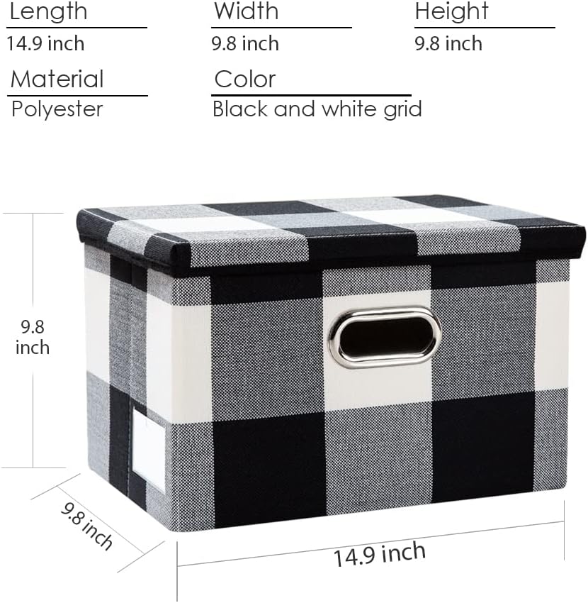 PRANDOM Collapsible Storage Bin with Lid [3-Pack] Fabric Foldable Storage Box Organizer Container