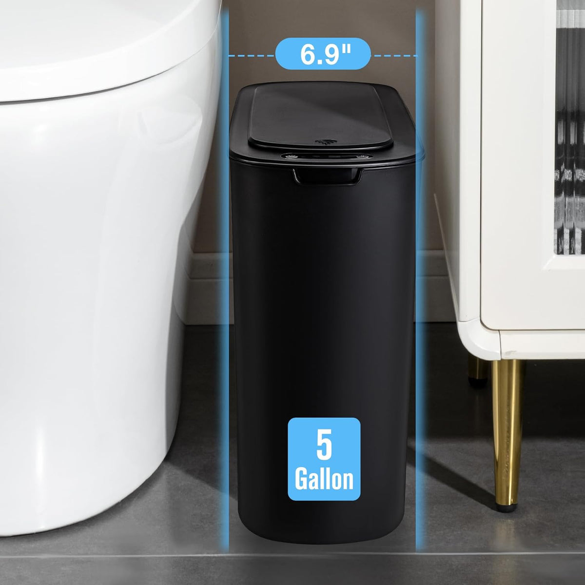 Cesun Motion Sensor Trash Can, 5 Gallon Automatic Bathroom Garbage Can with Lid, Touchless Smart