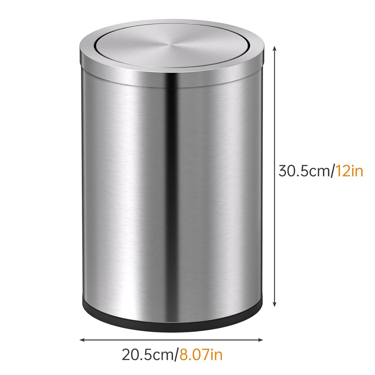 Mbillion Small Trash Can with Swing Lid 2.4 Gallons/9 Liter, Mini Trash Can with lid, Stainless
