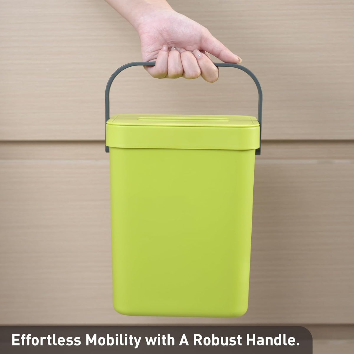 EKO Puro Wall-Mounted Trash Can with Lid, 1.32 Gal / 5L Hanging Trash Can, Small Kitchen Compost