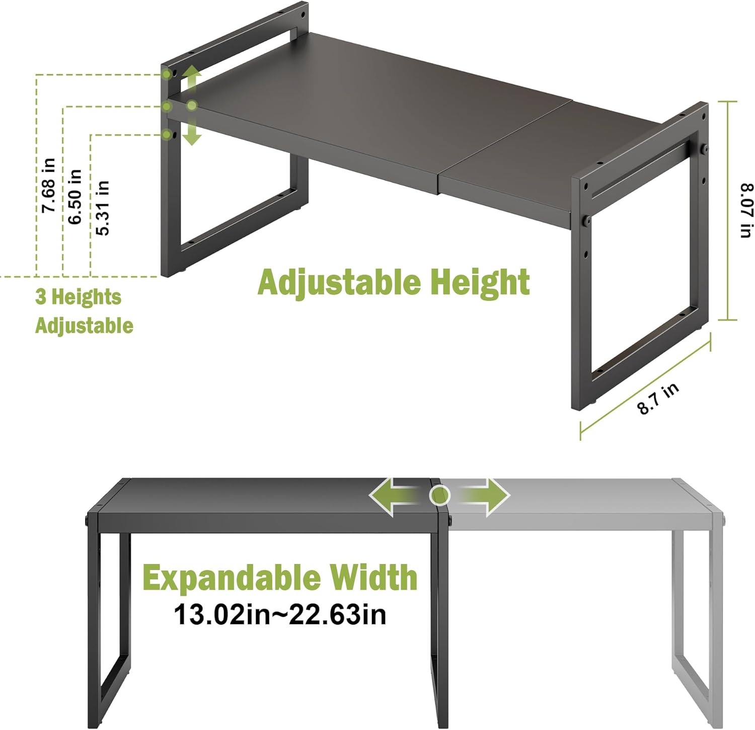 DOLALIKE Expandable kitchen Countertop Organizer, Stackable Cabinet Shelf Organizers, Space Saving