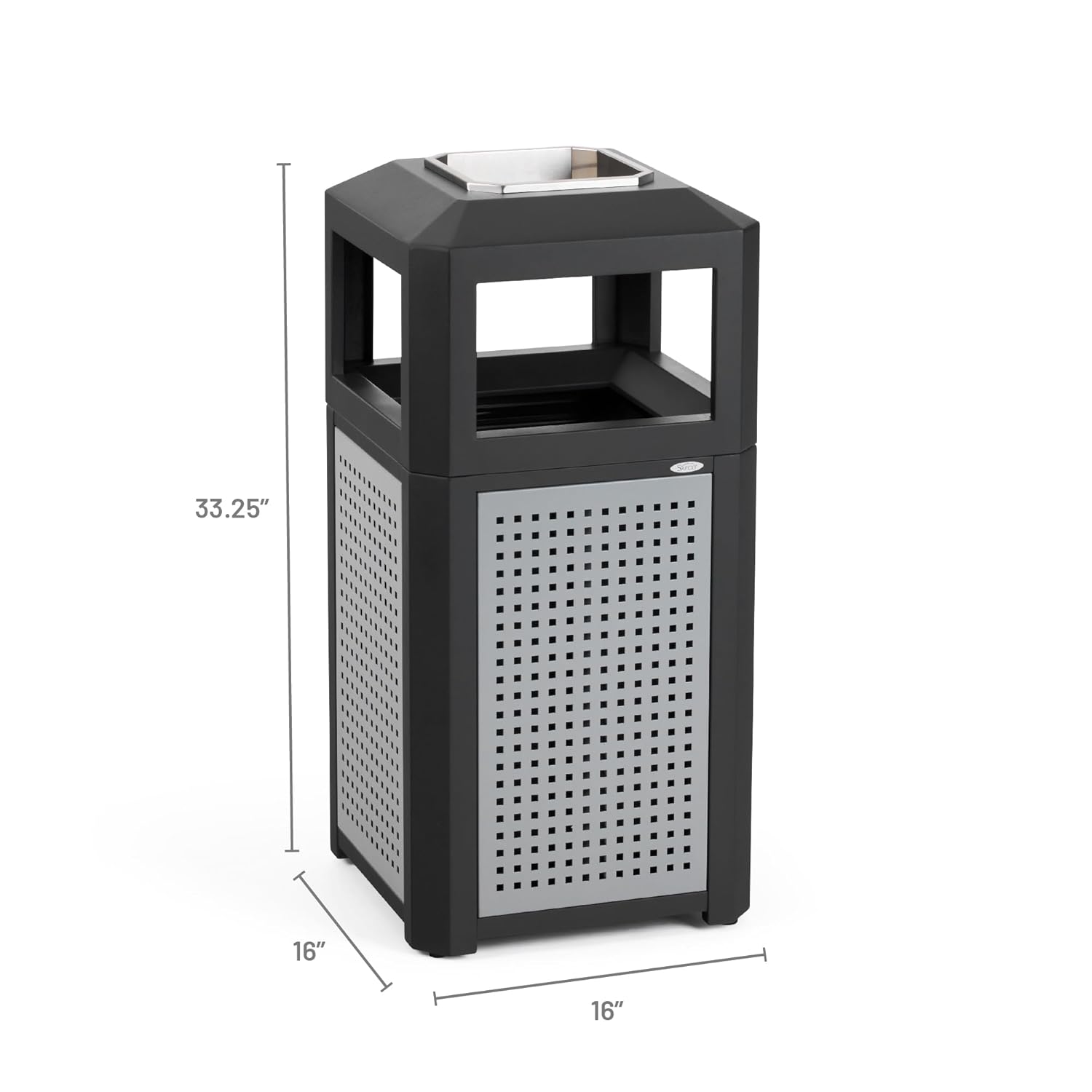 Safco Evos Steel Trash Can, 15 Gallons, Indoor and Outdoor Use, Heavy Duty Garbage Can with Plastic