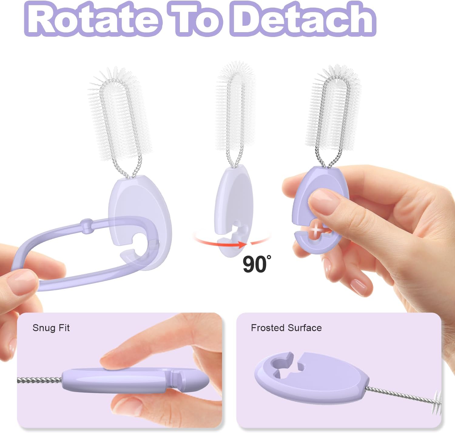 YOTIME Standing Straw Cleaner Brush Set, 4in1 Reusable Straw Brushes with Holder Ring, for Wide and