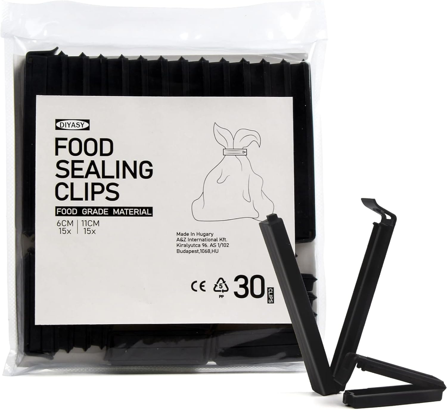 DIYASY Food Bag Clips,30 Pack Plastic Snack Sealing Clip for Food Storage & Packages Assorted Sizes