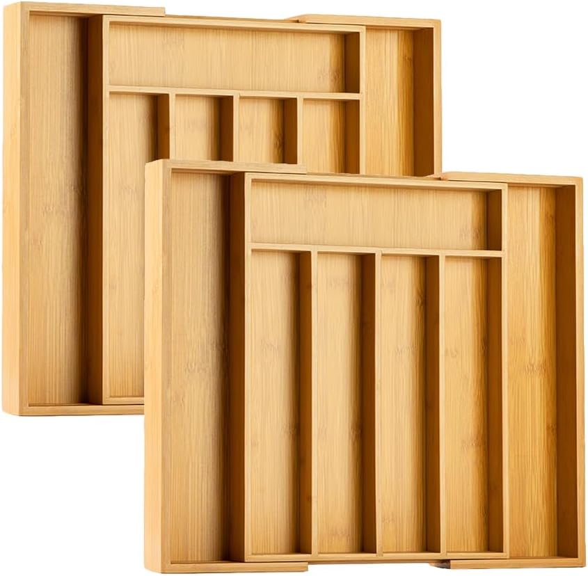 Kitchen Silverware Drawer Organizer and Storage Flatware Cutlery Utensil Holder Spice Rack
