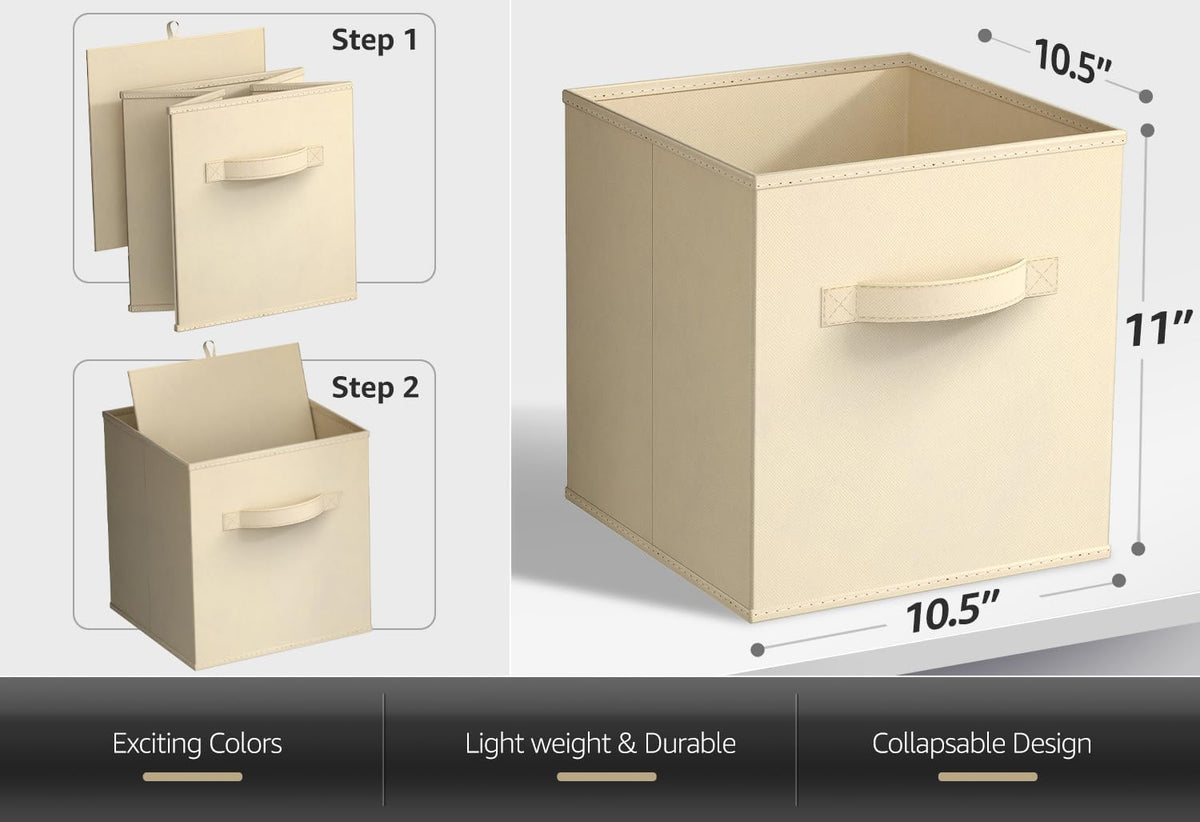 Sorbus Fabric Storage Cubes - 8 Foldable Storage Bins for Organizing Pantry, Cubbies, Toy Box