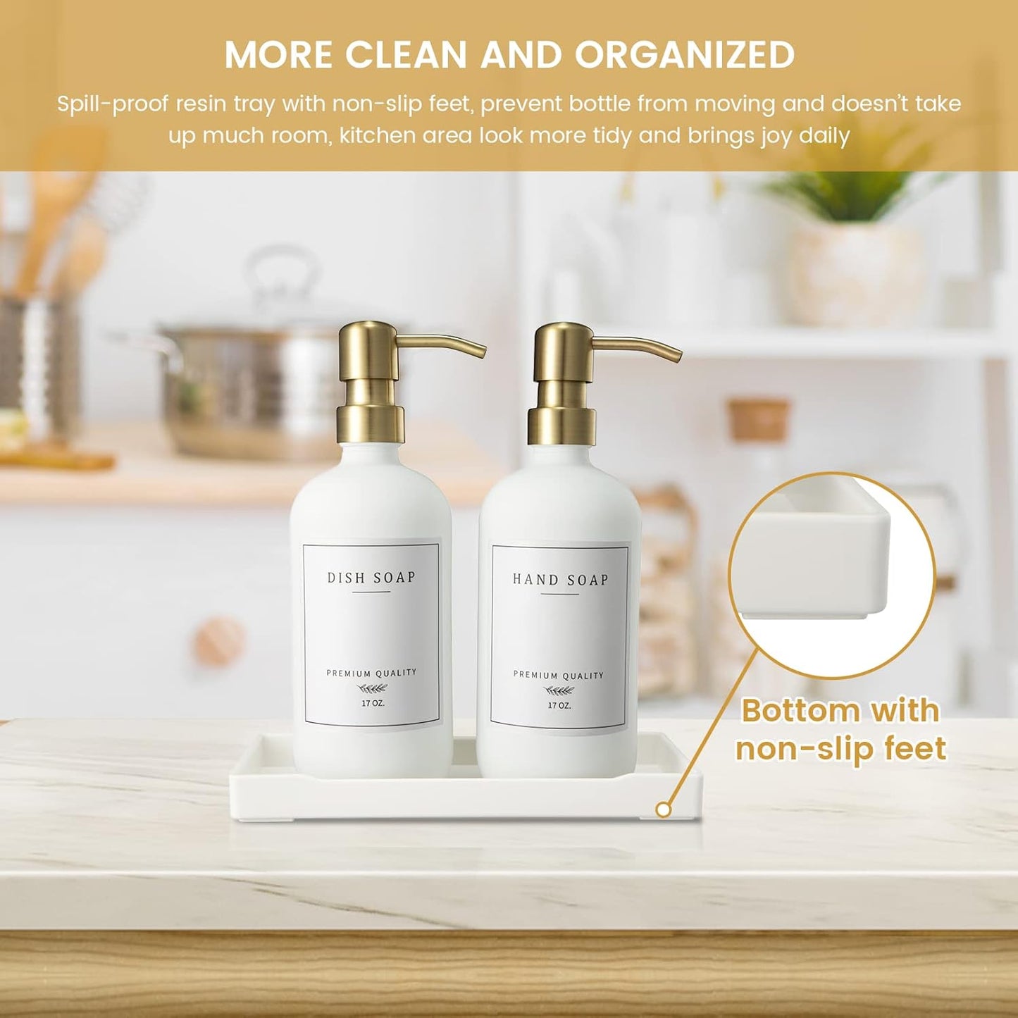 Glass Soap Dispenser for Kitchen Sink,Farmhouse Kitchen Dish Soap Dispenser&Hand Soap Dispenser