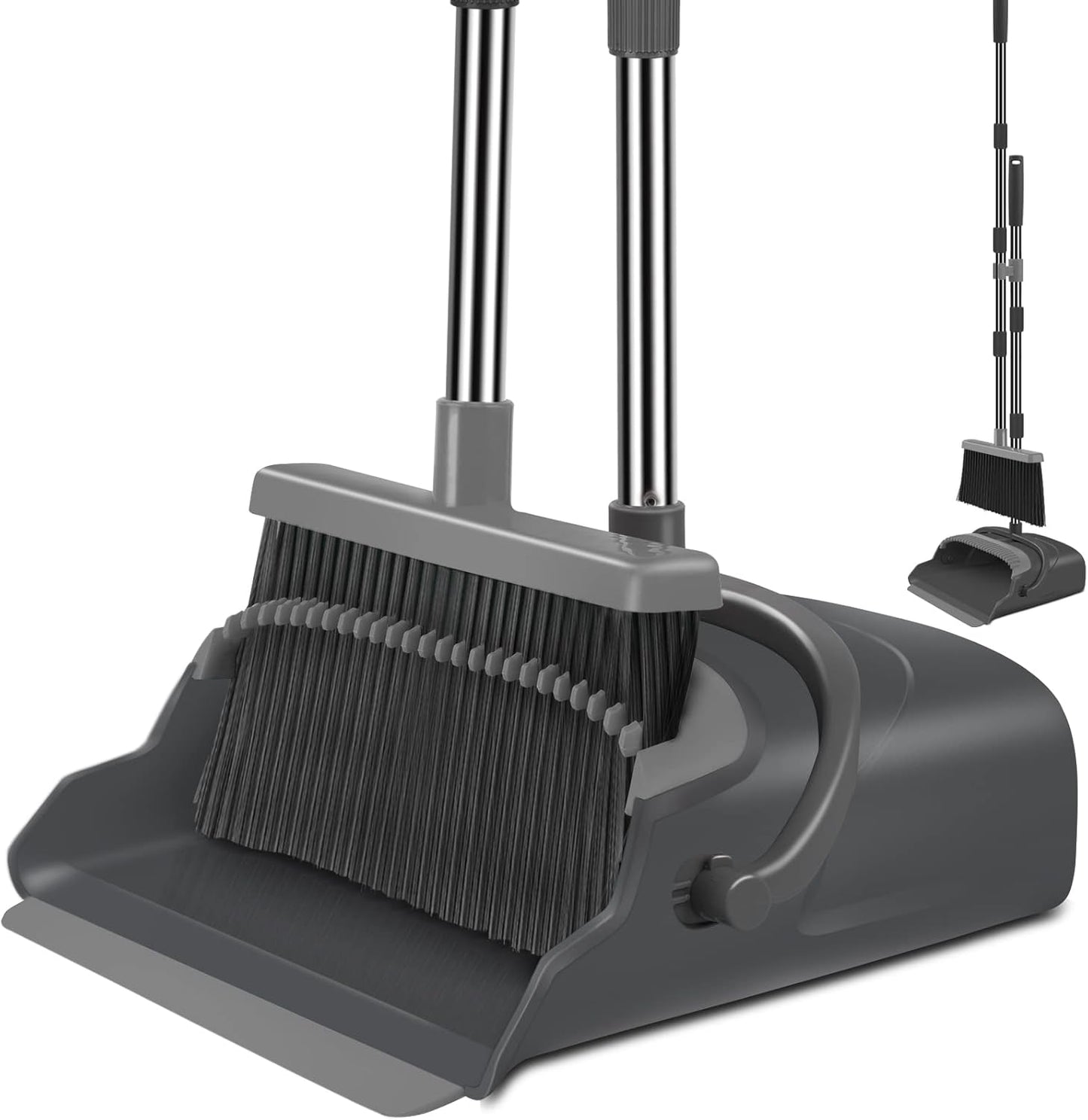 kelamayi Broom and Dustpan Set for Home, Office, Indoor&Outdoor Sweeping, Stand Up Broom and
