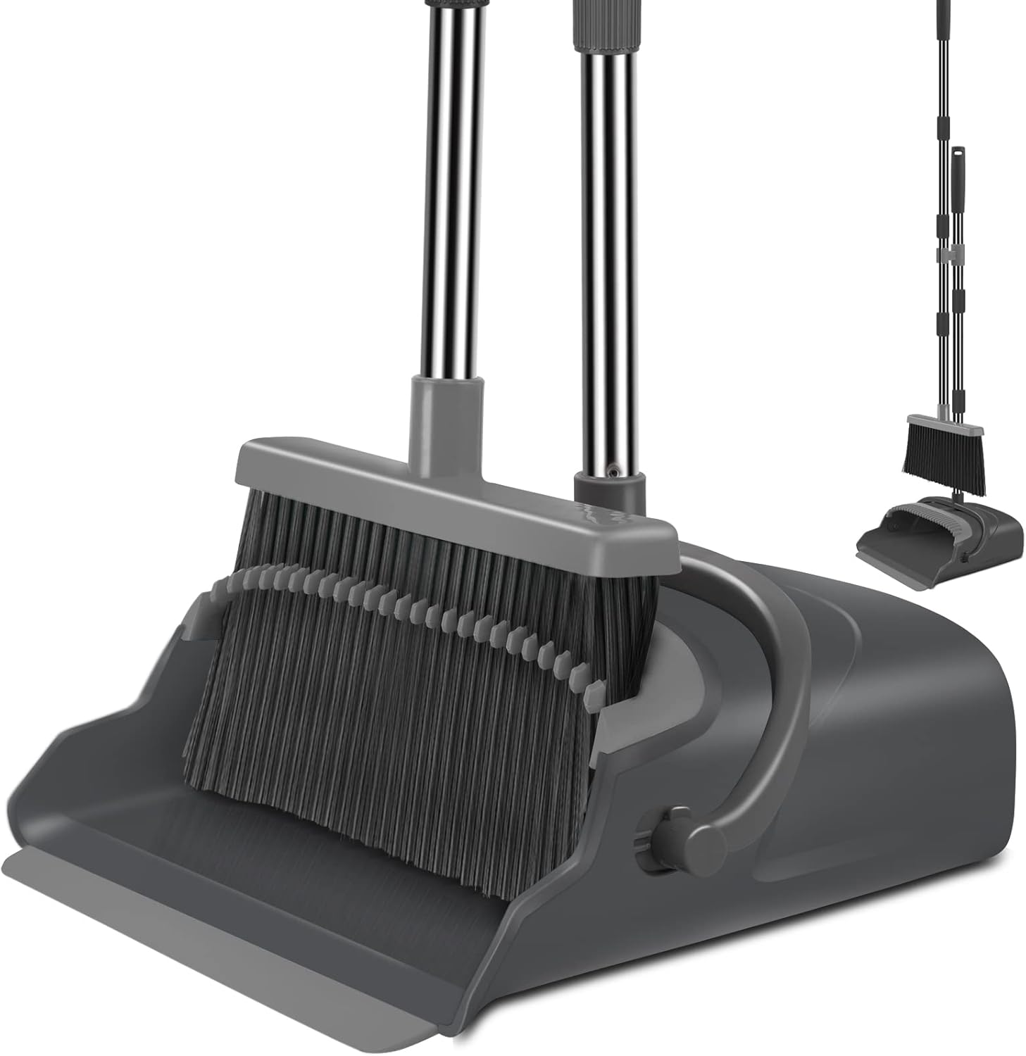 kelamayi Broom and Dustpan Set for Home, Office, Indoor&Outdoor Sweeping, Stand Up Broom and