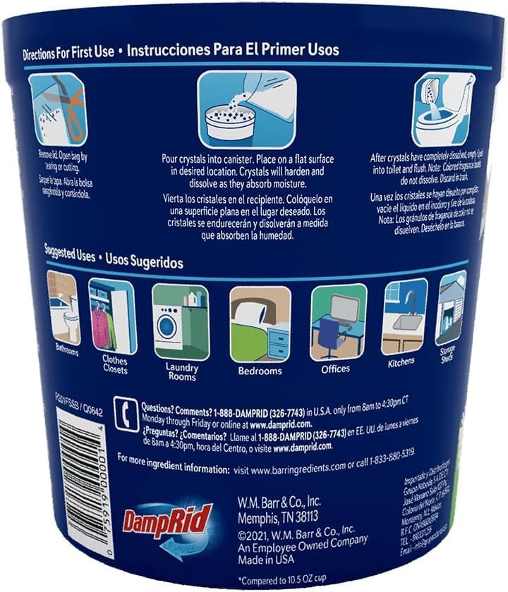 Damp Rid Refillable Moisture Absorber, Includes Single Damp Rid Fresh Scent 11oz. Cup & 44oz.