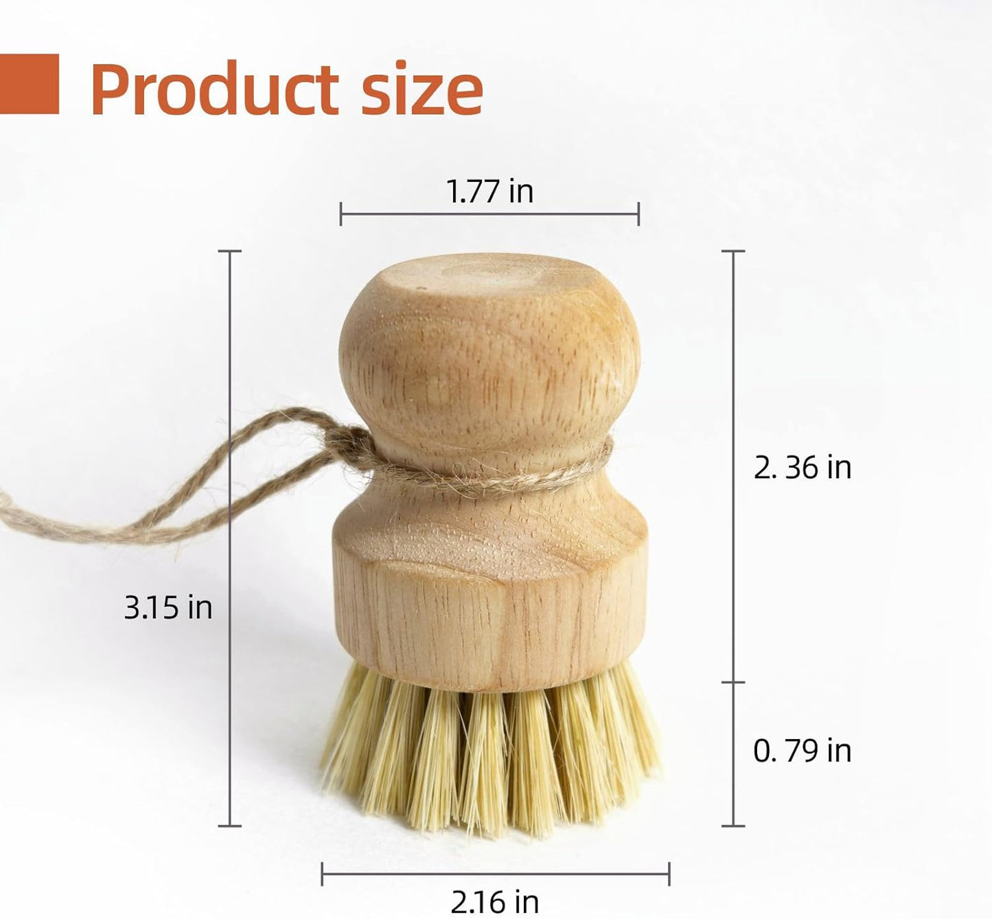 Bamboo Pot & Pan Cleaning Brush Set - 3 Pack Natural Dish Brushes Bamboo Scrub Dish Brushes