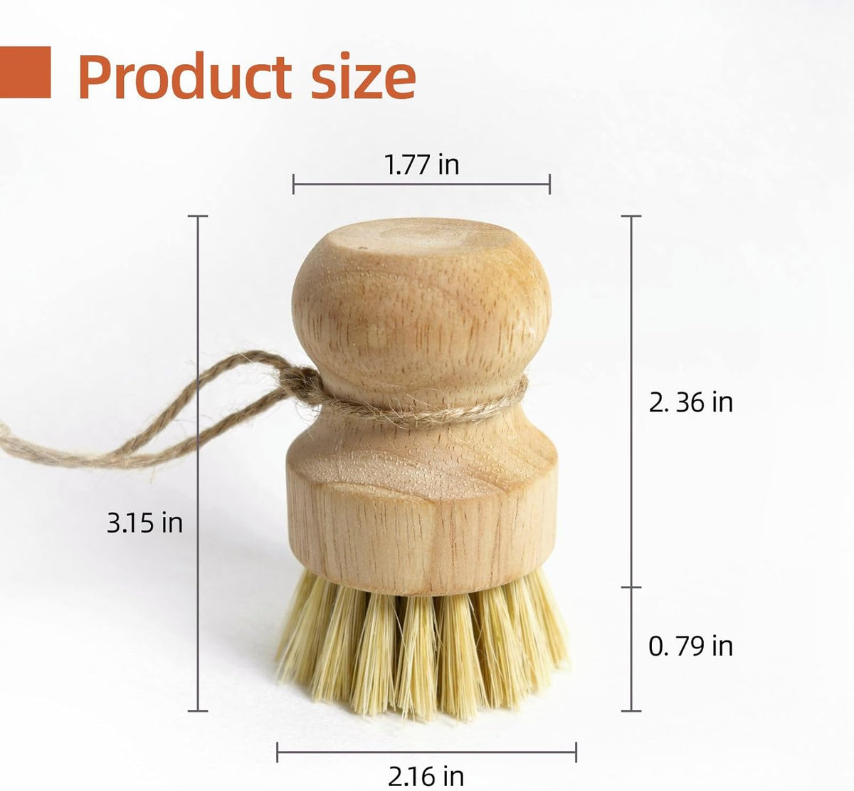Bamboo Pot & Pan Cleaning Brush Set - 3 Pack Natural Dish Brushes Bamboo Scrub Dish Brushes
