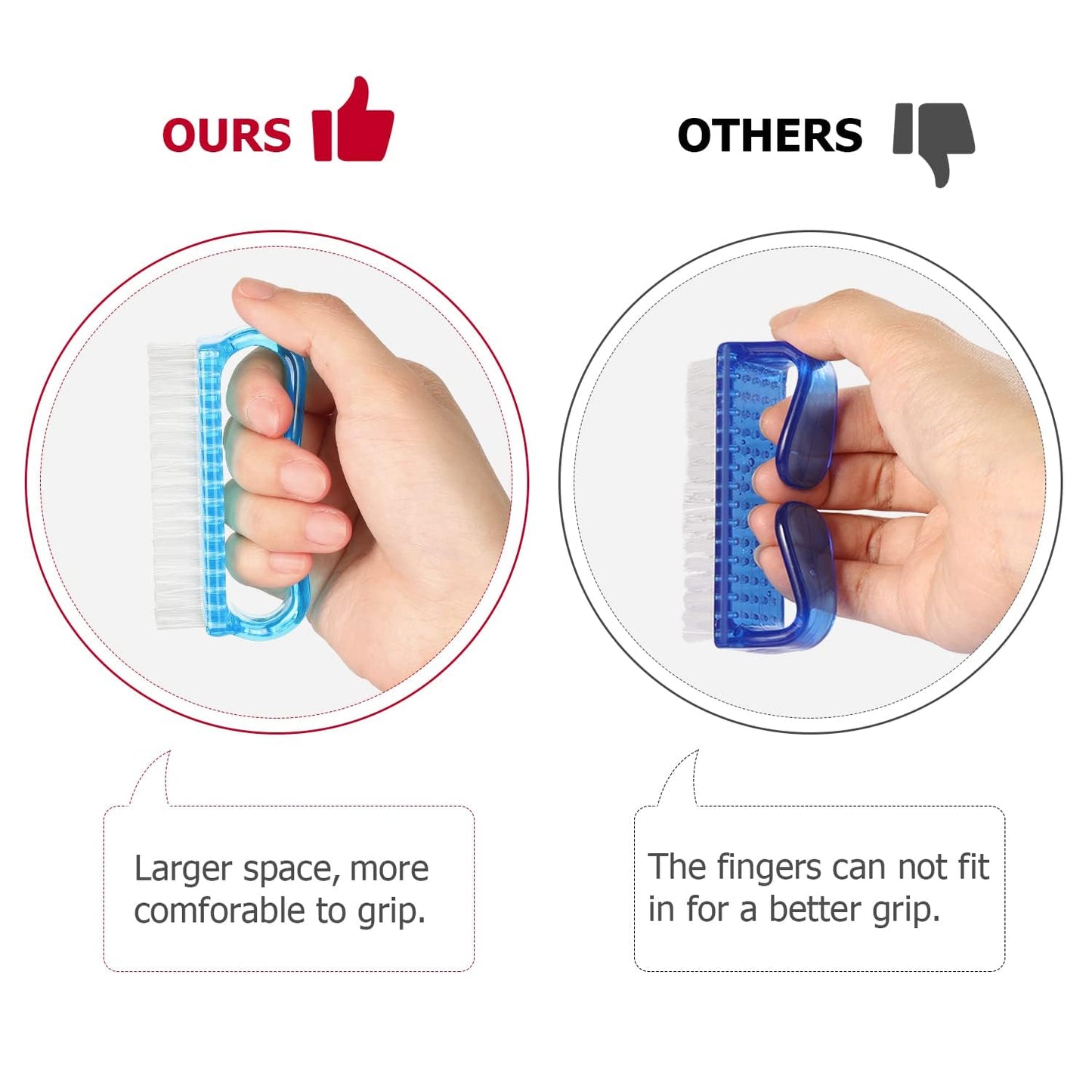 Handle Grip Nail Brush, Hand Fingernail Brush Cleaner Scrubbing Kit Pedicure for Toes and Nails Men