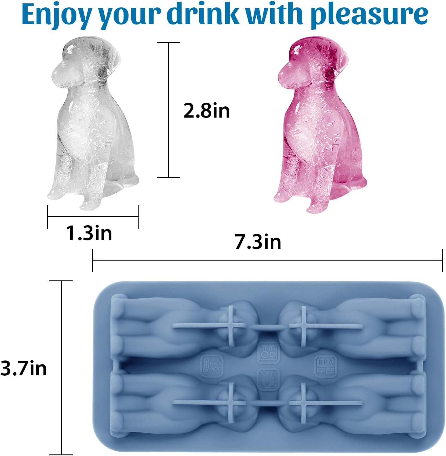 Silicone Ice Cube Tray,Golden Retriever 3D Large Ice Cube Molds for Whiskey,Cocktails,Wine,Juice