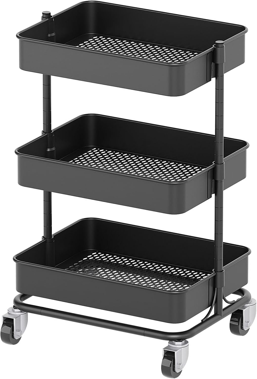 3 Tier Modern Metal Rolling Tool Cart with Silent Casters, 15.35x11.81x23.74 inch Heavy Duty