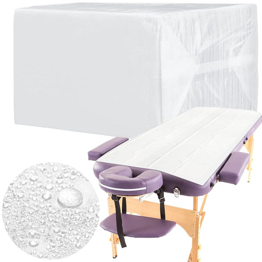 Breling 100 Pcs 31.5 x 71 Inch Disposable Bed Sheets Oil-proof PE Film Massage Table Sheets