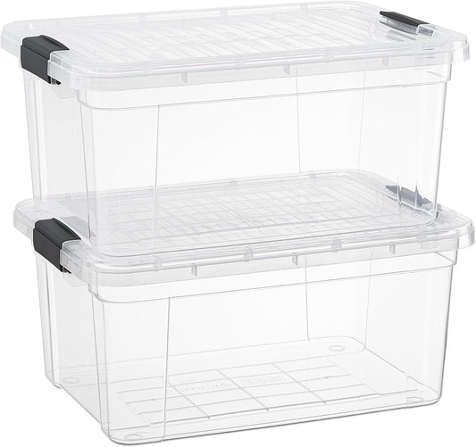 Superio Clear Storage Boxes with Lids, 11 Quart Plastic Container Bins for Organizing, Stackable