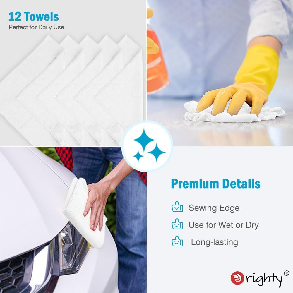 Orighty Microfiber Cleaning Cloth, 12 Pack Microfiber Towels for Cars, Highly Absorbent Car