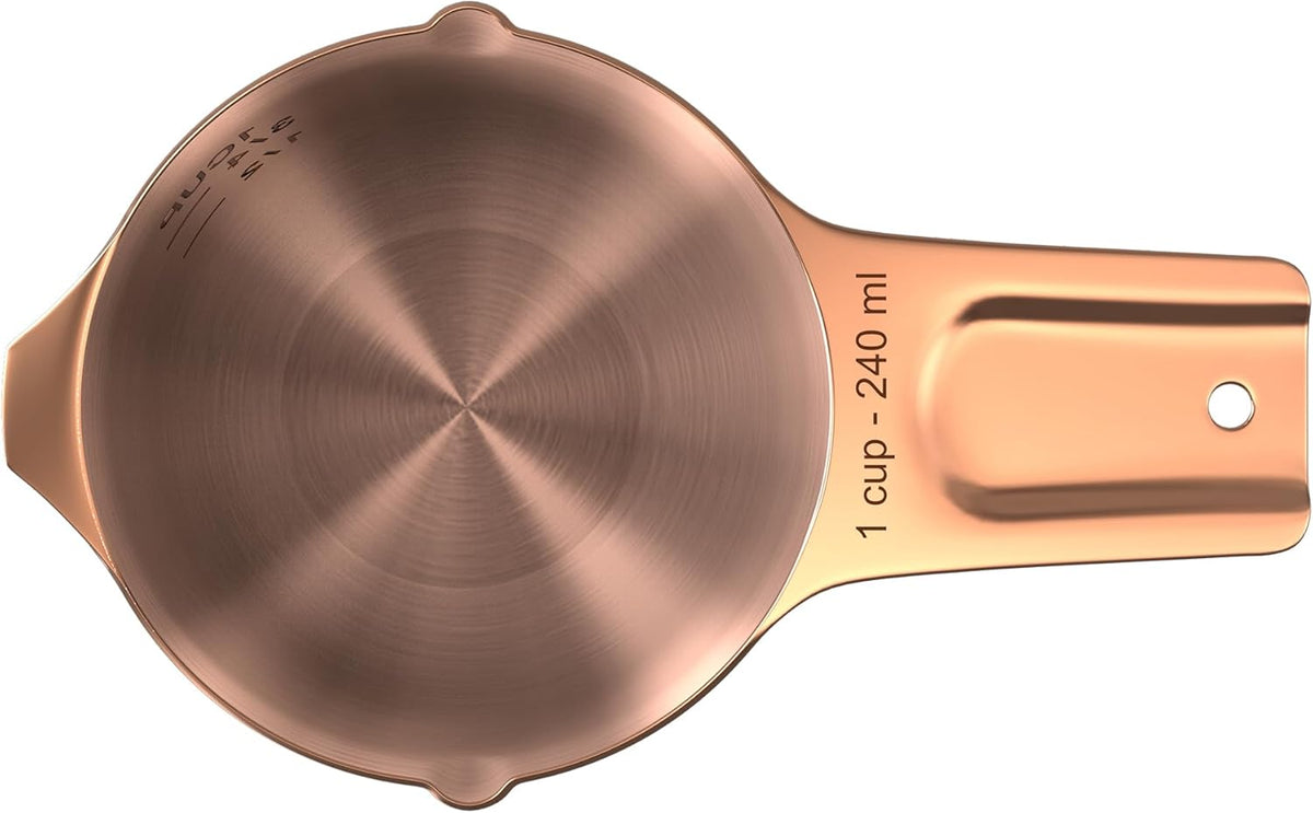 Color Up 1 Cup Measuring Cup (240 ml) – Premium Copper Stainless Steel, Accurate for Wet & Dry