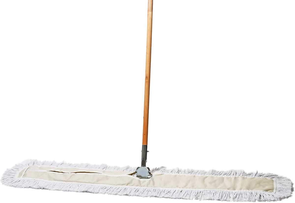 Commercial Dust Mop & Floor Sweeper, 48 in. Dust Mop for Hardwood Floors, Cotton Mop Head, Wooden