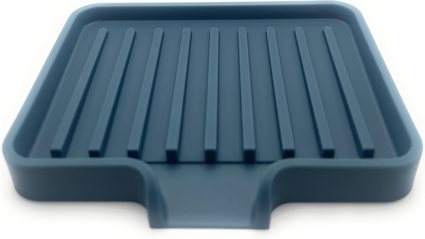 Happitasa Silicone Soap Dish Tray and Sponge Holder with Drain Chute, Pack of 2 | Bathroom and