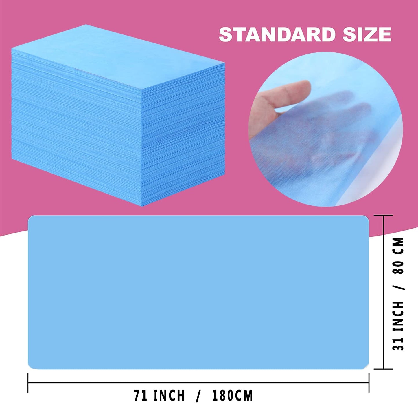 50 Pcs Disposable Bed Sheets 31" x 71" Massage Table Sheets Non Woven Fabric SPA Bed Cover