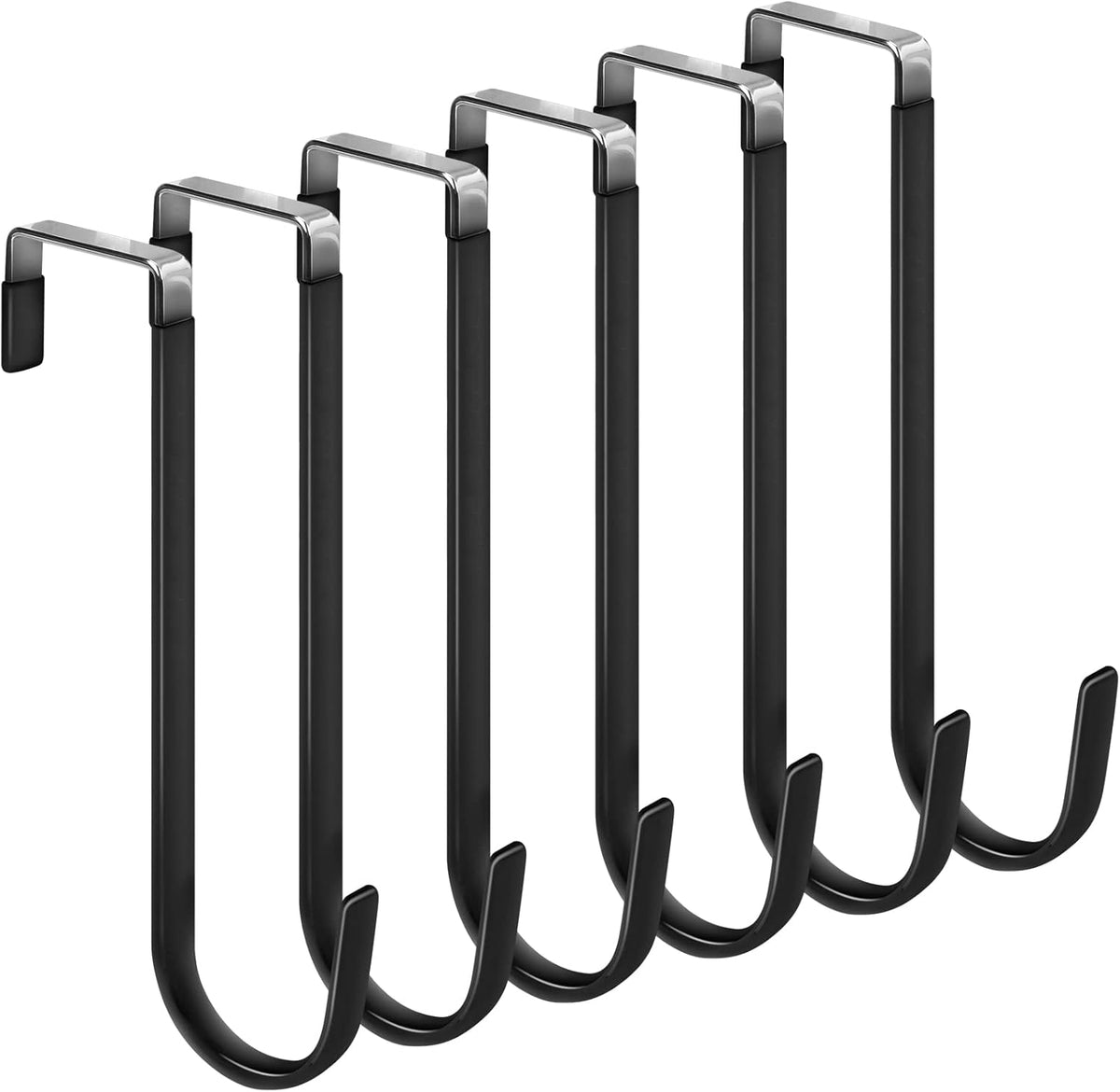 FYY Over The Door Hooks, 6 Pack Upgraded Long Door Hangers Hooks with Rubber Prevent Scratches