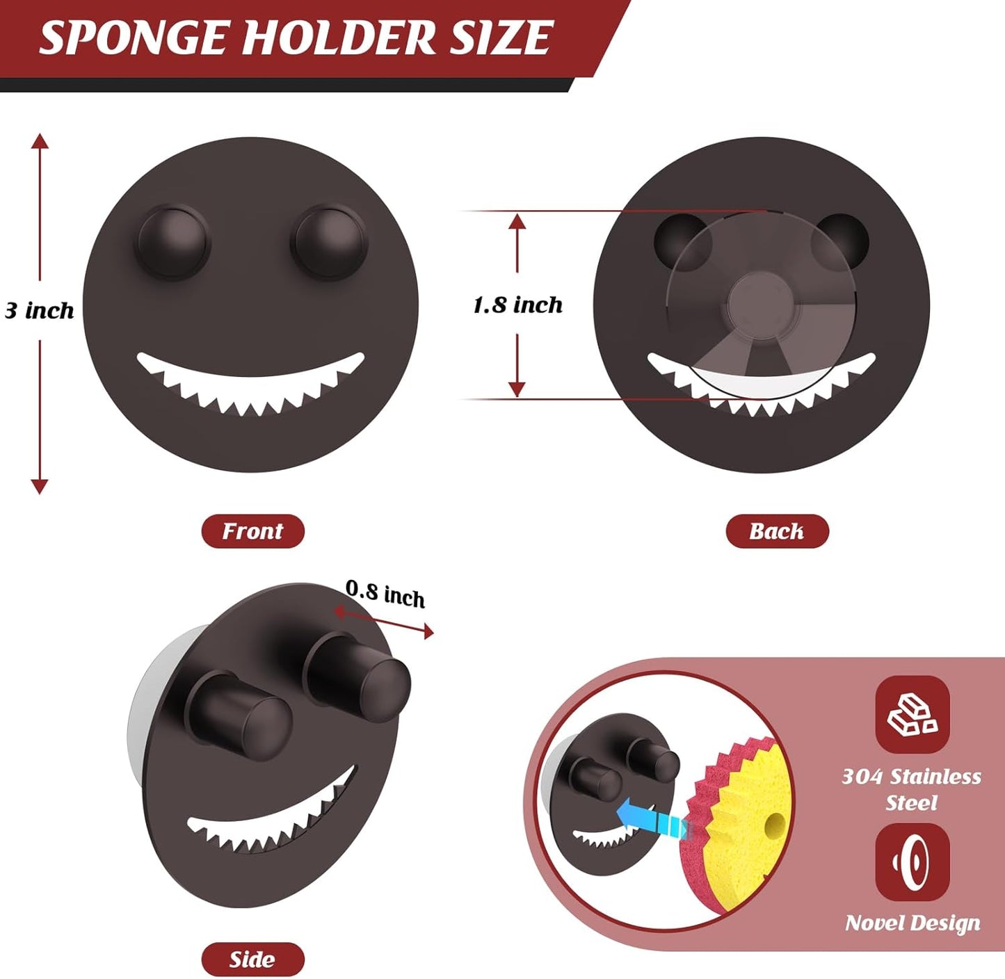 Sponge Holder for Kitchen Sink,Sink Caddy Organizer with Suction Cup Installation for
