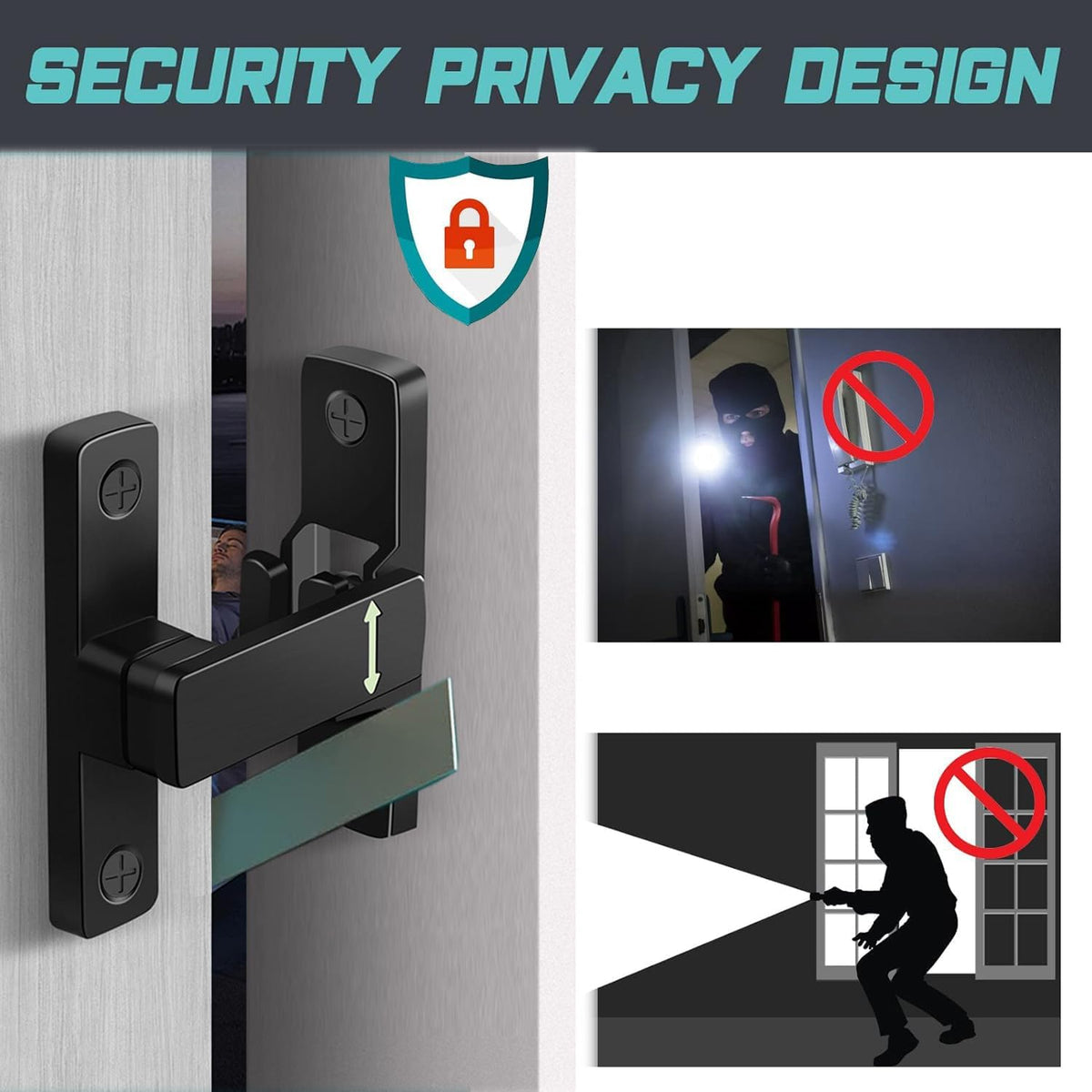 90/180 Degree Barn Door Lock, Small Flip Gate Latches Protect Privacy Sliding Door Latch Lock for
