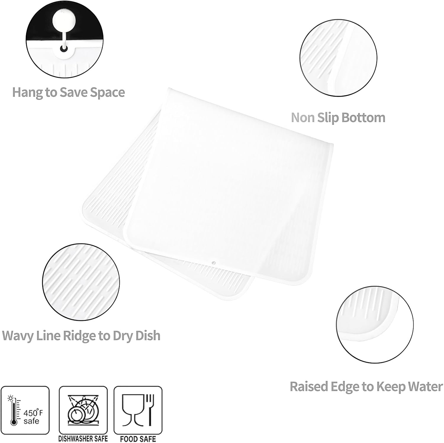 Silicone Dish Drying Mat for Multiple Usage,Easy clean,Eco-friendly,Heat-resistant Silicone Mat for