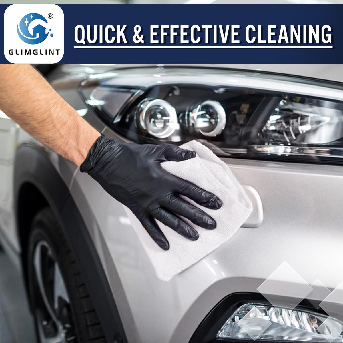 GLIMGLINT White Microfiber Cleaning Cloth, 150 Pack Microfiber Towels for Cars, Lint Free