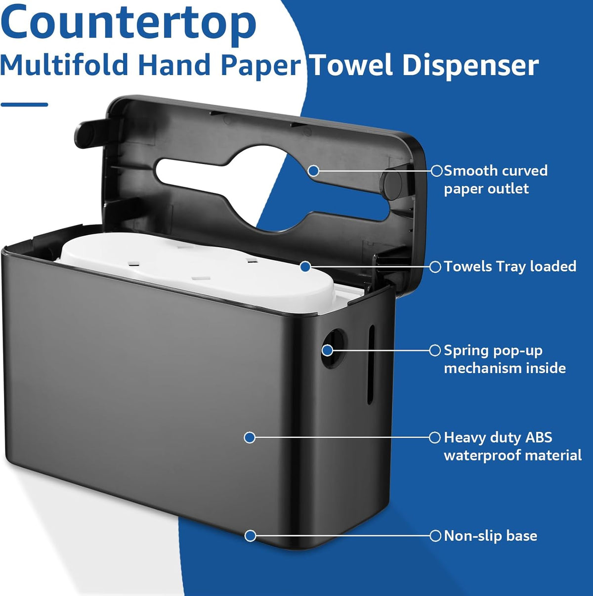 Paper Towel Dispenser Countertop, Multifold Trifold Paper Towel Holder, Hand Towel Dispenser