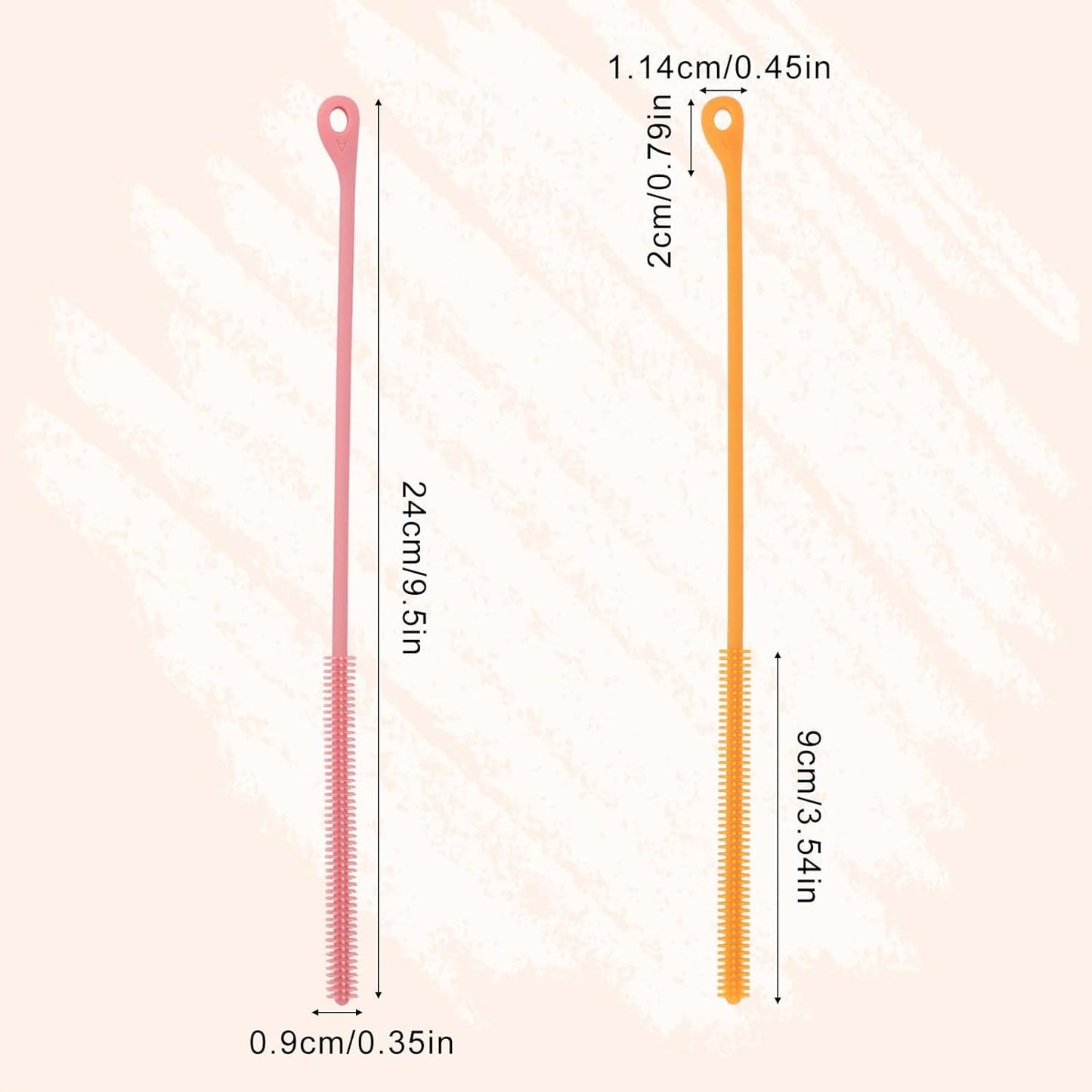 2pcs Silicone Straw Cleaner Brush, 9.44in Extra Long Reusable Straw Brush for Stanley, Metal, Glass