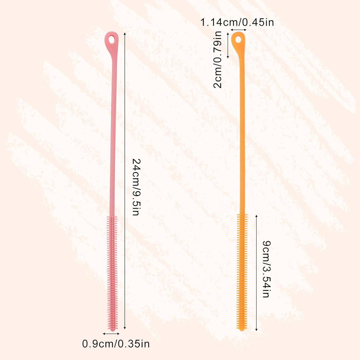 2pcs Silicone Straw Cleaner Brush, 9.44in Extra Long Reusable Straw Brush for Stanley, Metal, Glass