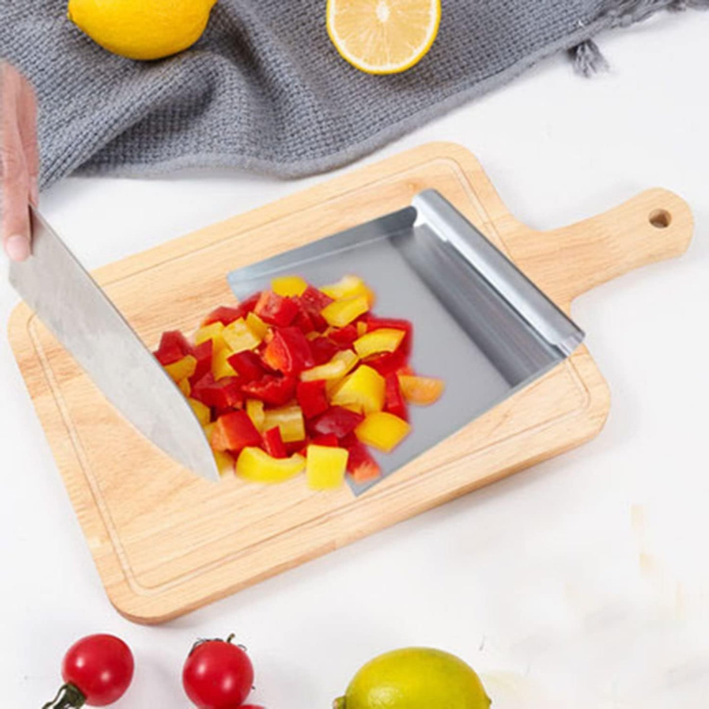 Stainless Steel Food Scooper, Food Mover, Food shovel Spatula, Cutting-board Scraper, Bench Scrape