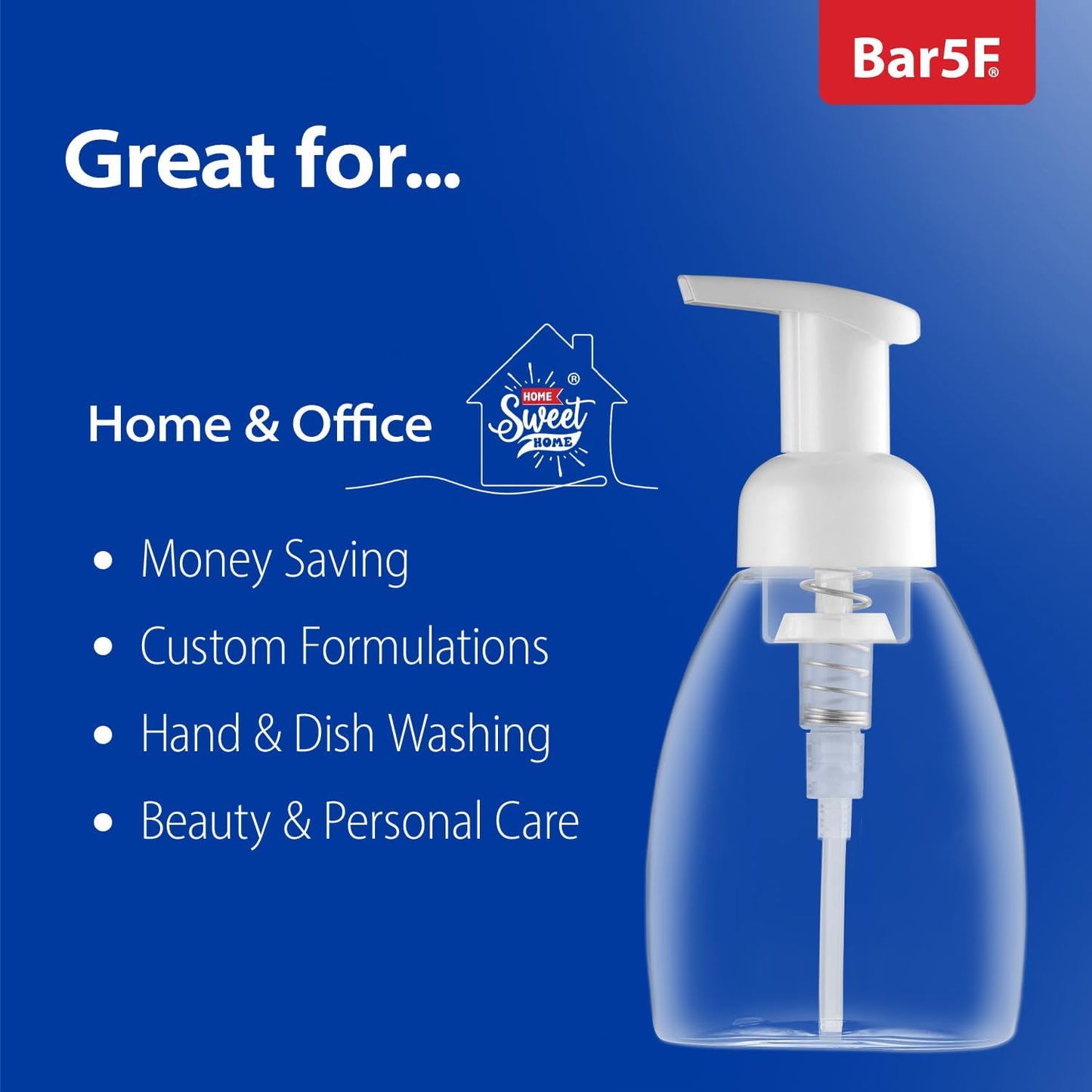 Bar5F Foaming Pump Bottle for Dr. Bronner's Castile Soap and All Generic Concentrated or Regular