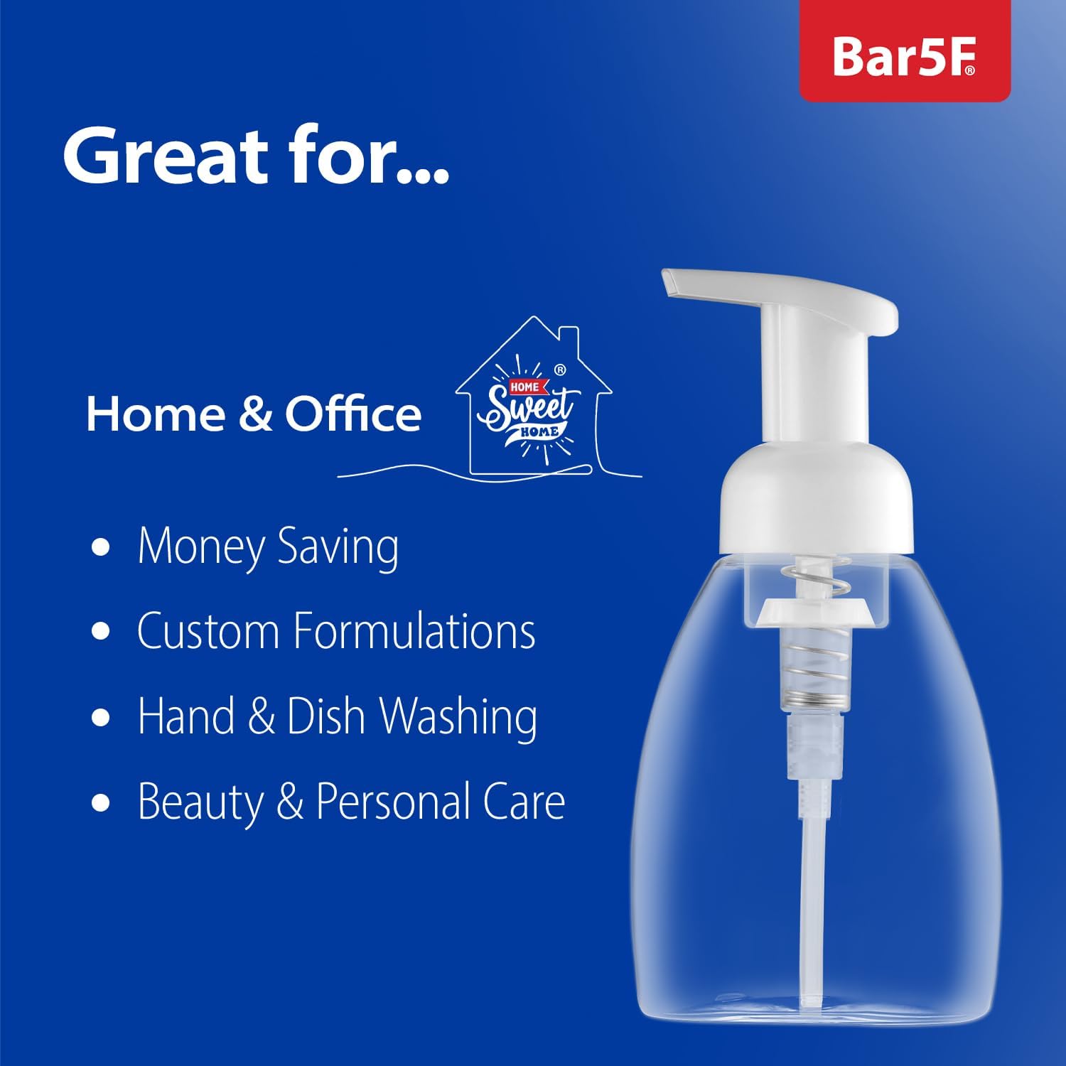 Bar5F Foaming Pump Bottle for Dr. Bronner's Castile Soap and All Generic Concentrated or Regular