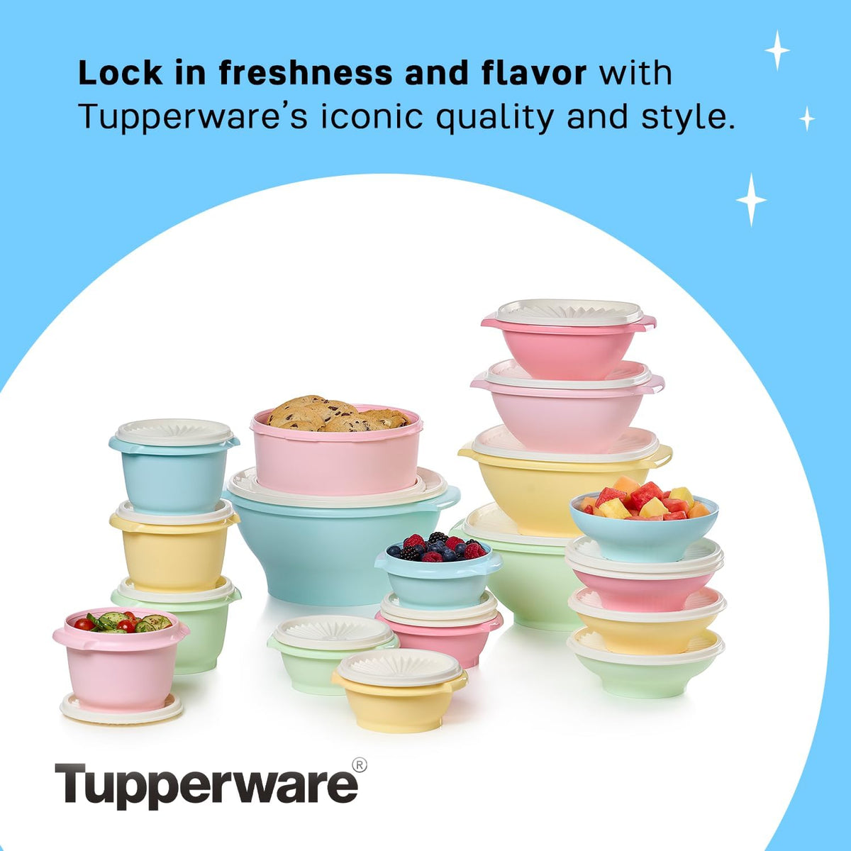 Tupperware Heritage Collection, 36 Piece Food Storage Container Set in Vintage Colors, Dishwasher