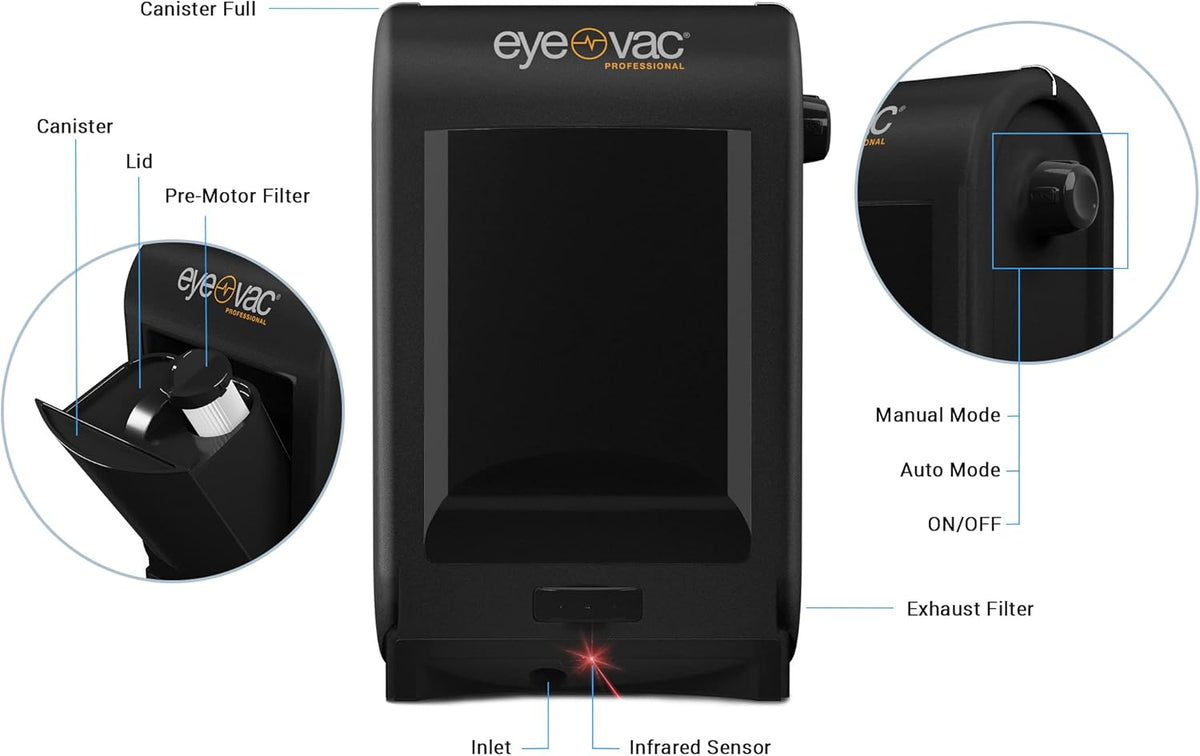 EyeVac Pro Touchless Vacuum Automatic Dustpan - Ultra Fast & Powerful - Great for Sweeping Salon