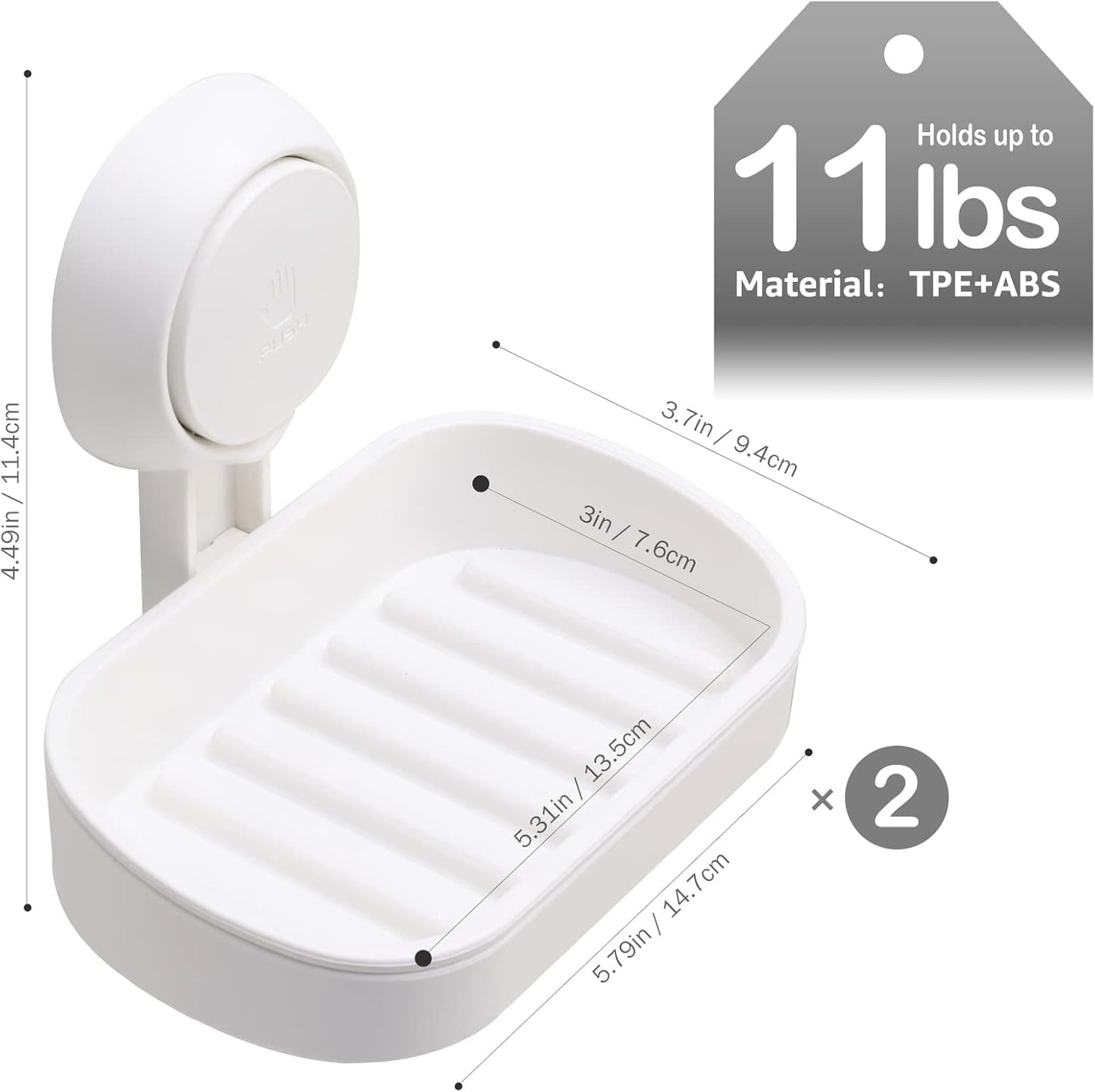 LEVERLOC Soap Holder Suction Cup for Shower, 2 Pack Bar Soap Dish Holder for Shower Wall Mounted