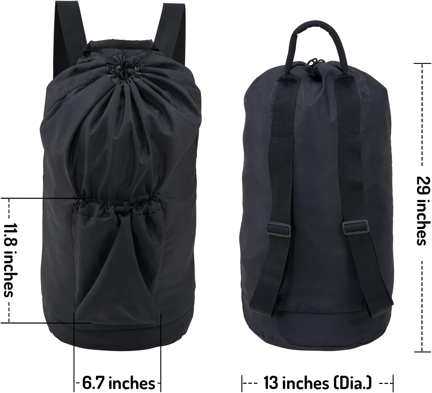Laundry Backpack Bag, Dirty Clothes Travel Laundry Bag with Shoulder Straps for College Dorm Room