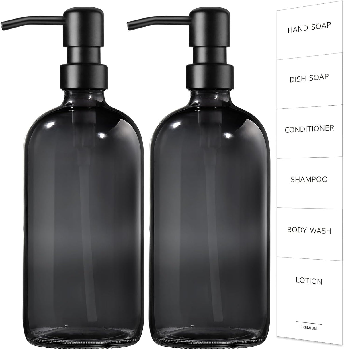 GMISUN Black Soap Dispenser, 2 Pack Hand Soap Dispensers for Bathroom, 17 Fl Oz Dish Soap Dispenser
