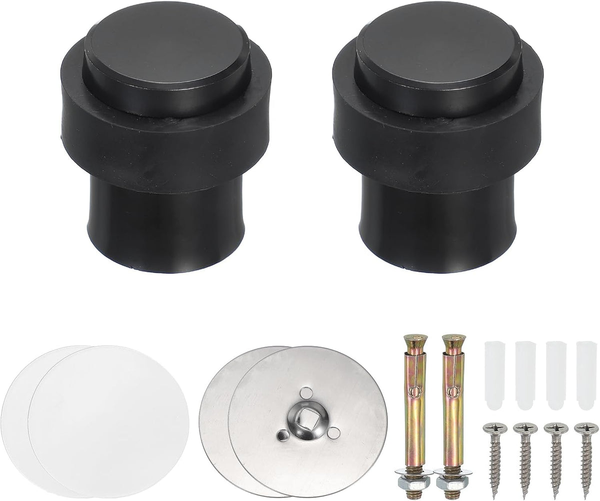 PATIKIL 2Set Round Door Stoppers, 46mm Stainless Steel Door Stop Doorstop Wedge Metal Cylinder Self