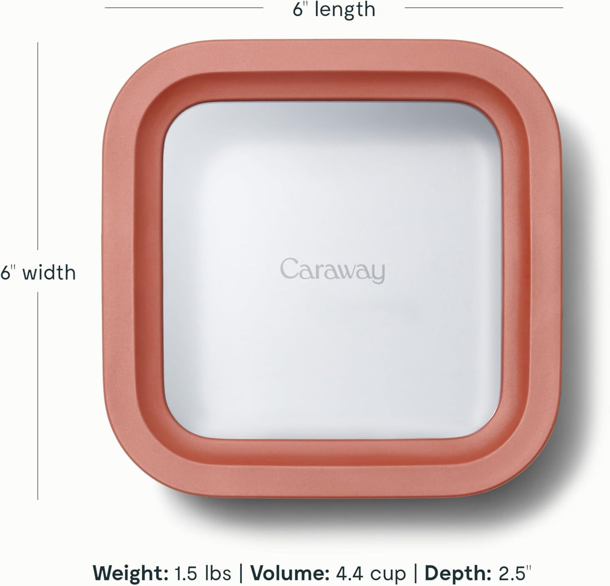 Caraway 6pc Glass Food Storage Set – 4.4 Cup Food Containers (6) - Ceramic Coated - Non Toxic, Non