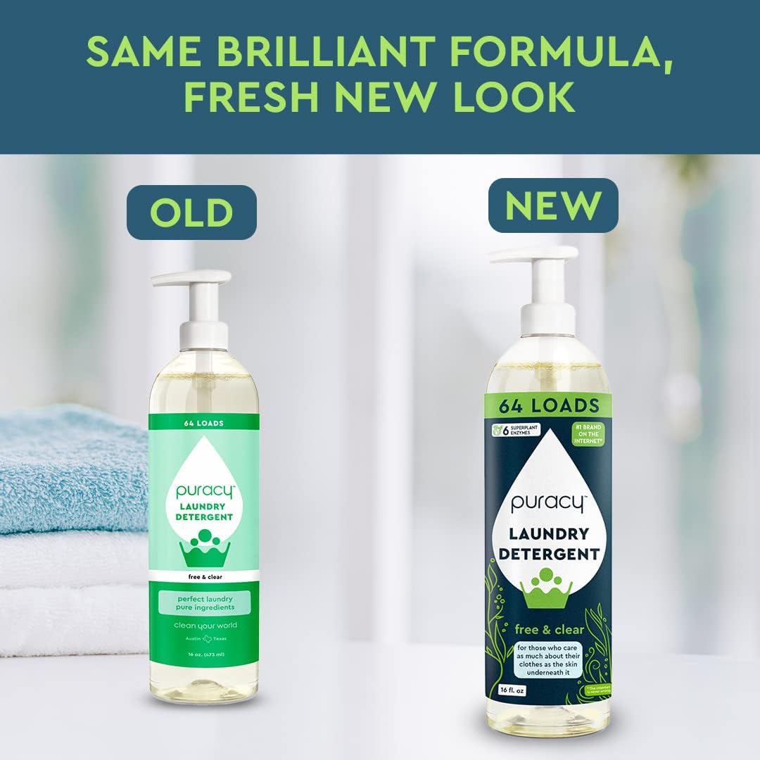 Puracy Laundry Detergent - Enzyme-Powered Liquid Laundry Detergent Concentrate, Natural Laundry