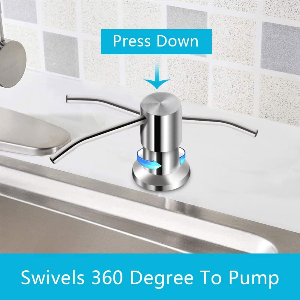 Soap Dispenser for Kitchen Sink, Brushed Nickel Countertop Soap Dispenser Pump, 47" Silicone