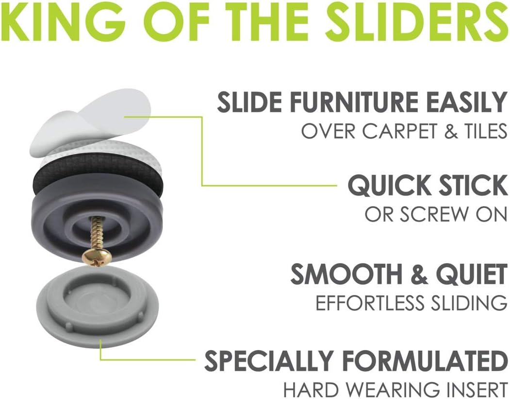 GorillaGlides CB253 1 Inch Chair Sliders/Furniture Glide Floor Protectors (Set of 8 Glides)
