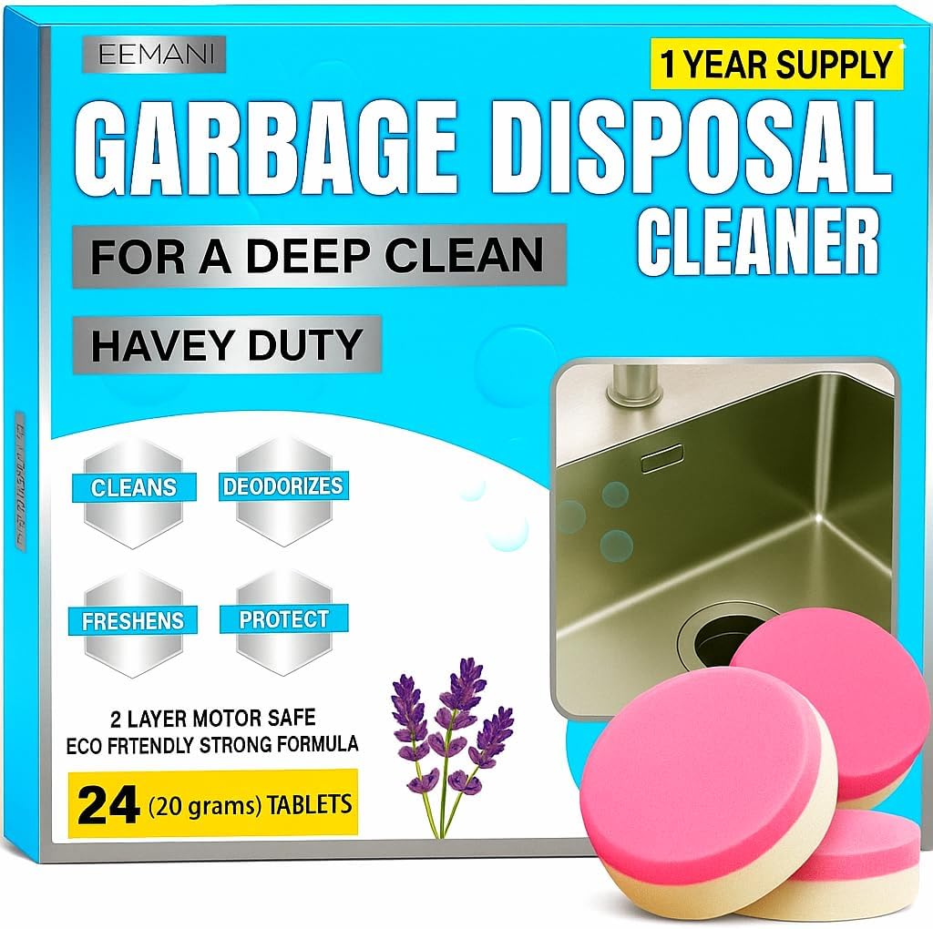 Garbage Disposal Cleaner Tablets 24 Pack – 20g Large Foaming Lavender Scent, Sink & Drain Freshener